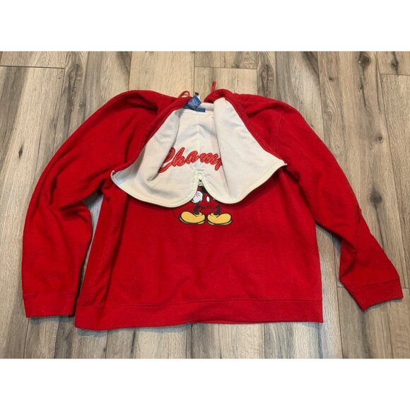 Disney Mickey Mouse Red Hooded Zip-Up Sweatshirt XL - Picture 3 of 5